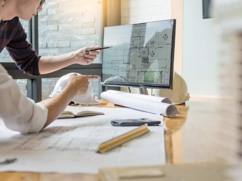 Professional,Architect,Designer,Structural,Engineer,Team,Colleagues,Working,Office,Looking